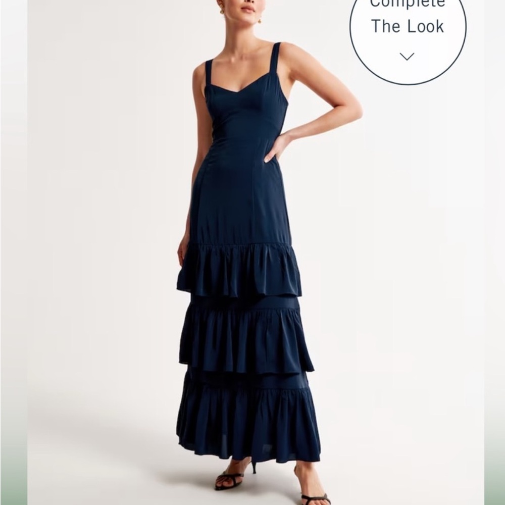 Abercrombie & Fitch Blue Ruffled Tiered Maxi Dress